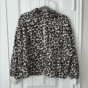 Old Navy Leopard Print Quarter Zip Pullover Sweater